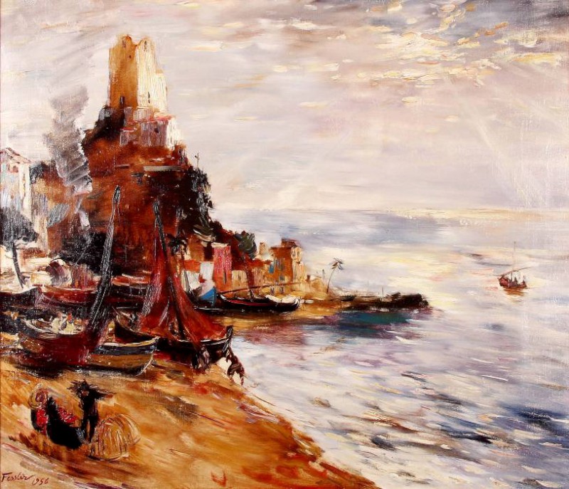 Albert Fessler (1908 - 1978) - Burg am Hafen von Cadaques - 1956 - 69 x 78 cm - 89 € mtl./K 1450 €
