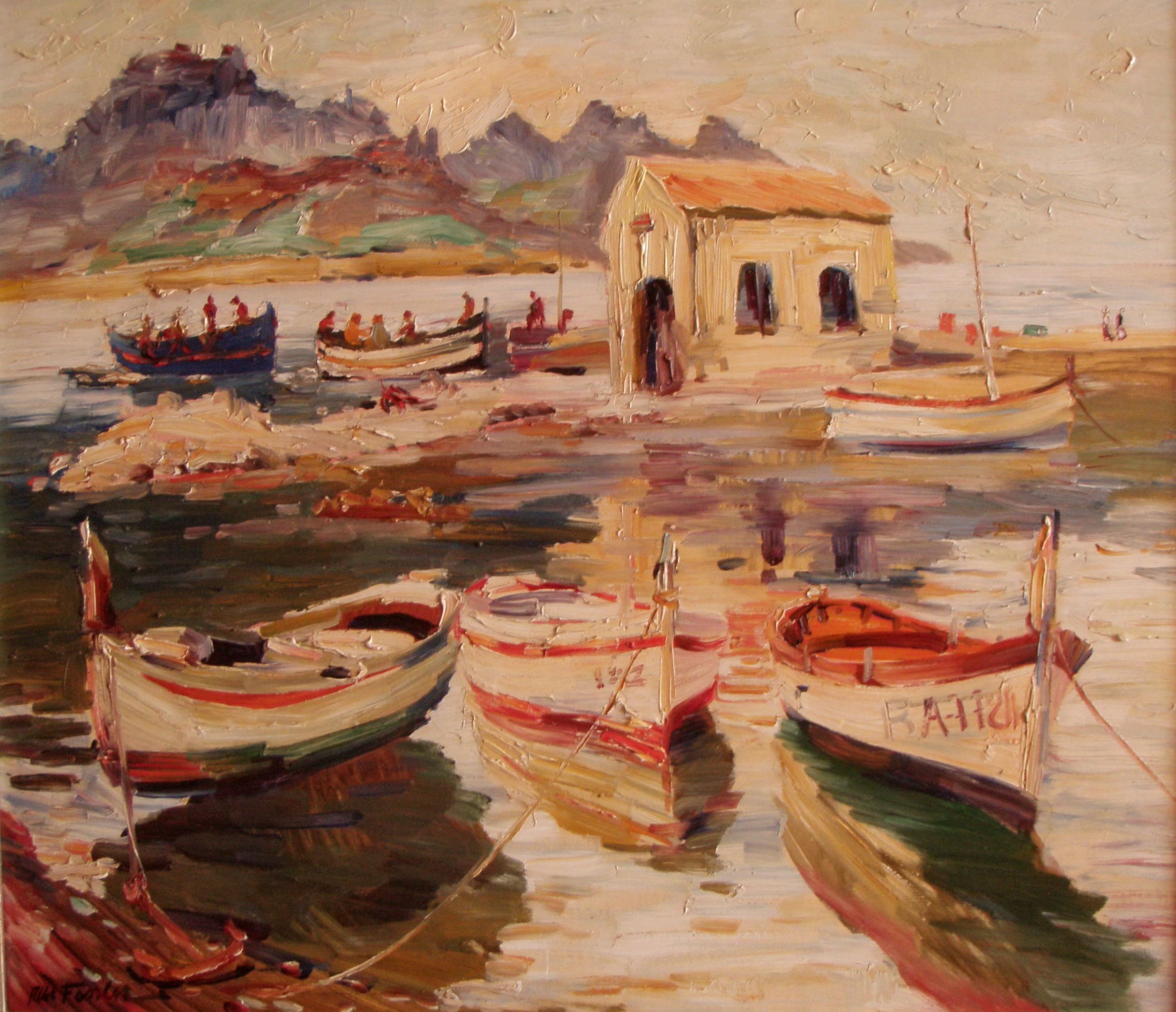 Albert Fessler (1908 - 1978) - Port de Selva - Kapelle am Hafen -1968 - 61 x 71 cm - 89 € mtl./K 1450 €
