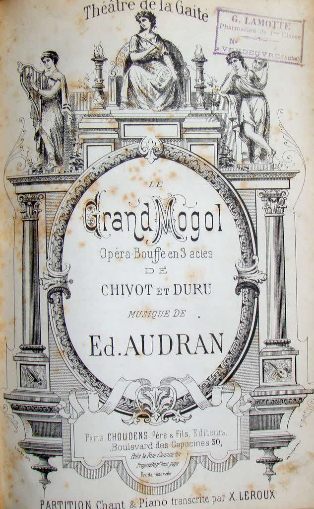 Edmond Audran (* 11. April 1842 in Lyon, Dpartement Rhne;  17. August 1901 in Tierceville, Dpartement Calvados) war ein franzsischer Organist und erfolgreicher Operetten-Komponist.
Der Gromogul ("Le Grand Mogol") wurde 1877 komponier  - 39 € mtl./K 350 €
