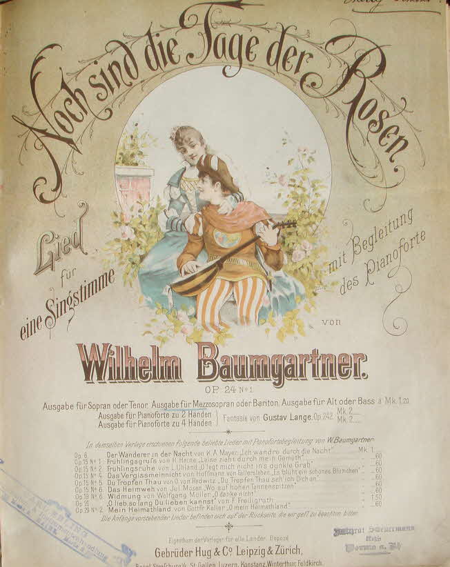 Wilhelm Baumgartner (* 15. November 1820 in Rorschach;  17. Mrz 1867 in Zrich) war ein Schweizer Chordirigent, Pianist und Komponist von Klavierstcken, Kunstliedern und Chorwerken - 39 € mtl./K 350 €