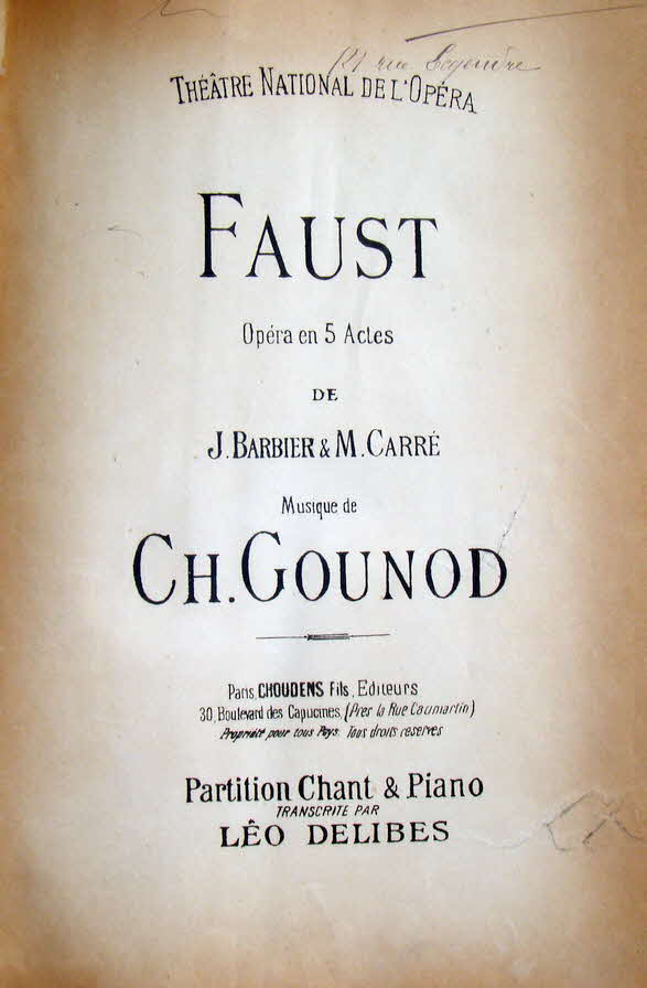 Charles Franois Gounod (* 17. Juni 1818 in Paris;  18. Oktober 1893 in Saint-Cloud) war ein franzsischer Komponist.

Faust (Margarethe) Erstauffhrung 1859 - 39 € mtl./K 350 €