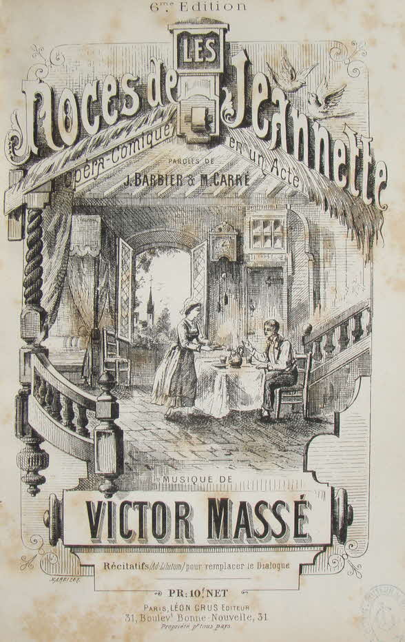 ictor Mass (* 7. Mrz 1822 als Flix Marie Mass in Lorient, Bretagne  5. Juli 1884 in Paris) war ein franzsischer Komponist.

Les noces de Jeannette (Die Hochzeit der Jeanette) komponiert 1853 - 1 Akt - erste Auffhrung 4. Febr. 1854 Paris, Opra-Comique - 39 € mtl./K 350 €
