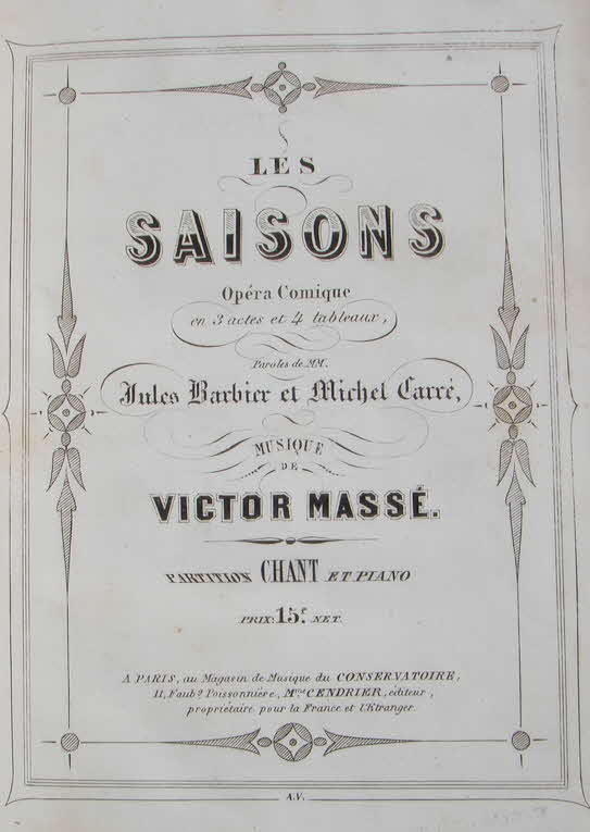 Victor Mass (* 7. Mrz 1822 als Flix Marie Mass in Lorient, Bretagne  5. Juli 1884 in Paris) war ein franzsischer Komponist.

Les Saisons - erste Auffhrung opra comique 1855 Paris - 39 € mtl./K 350 €
