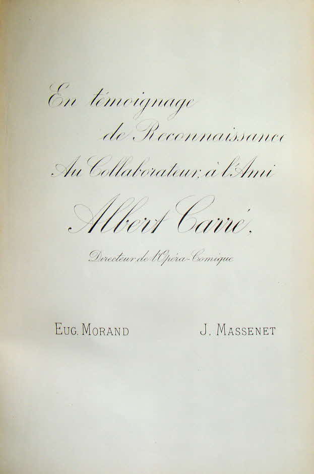 Jules mile Frdric Massenet (* 12. Mai 1842 in Montaud bei Saint-tienne;  13. August 1912 in Paris) war ein franzsischer Opernkomponist.

Grislidis - Lyrisches Mrchen in einem Prolog und drei Akten, erste Auffhrung Paris 1901 - 39 € mtl./K 350 €
