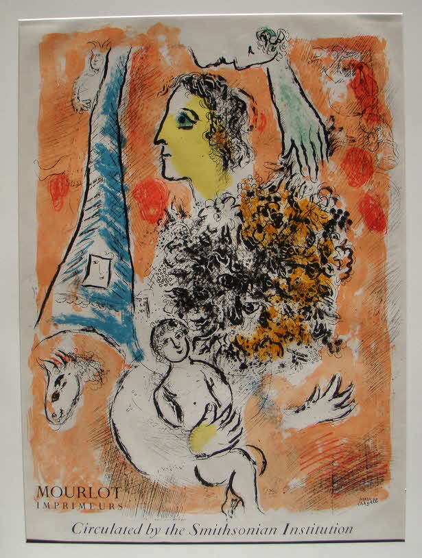 Marc Chagall  (1887-1985) - Offrande à la Tour Eiffel -  Farblithographie bei Mourlot, Paris 1964. Blgr. 71,5 x 51,5 cm - Namenszug im Stein und Text "Circulated by the Smithsonian Institution" - Sorlier 49 - Mourlot 516 - 82 x 64 cm - 99 € mtl./K 1250 €