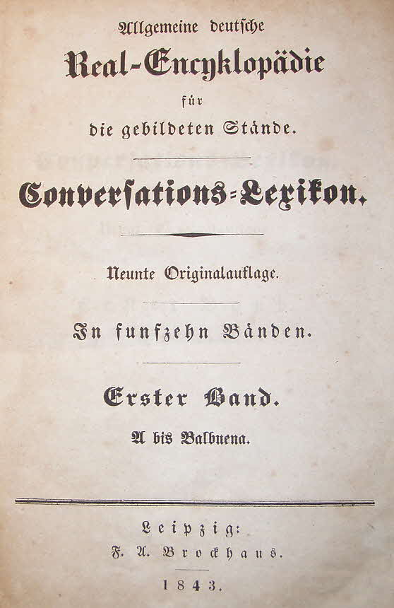 Brockhaus - 15 Bände komplett -  neunte Originalausgabe - 1843 bis 1847 - 15 x 22 cm  -  39 € mtl./K 350 €
