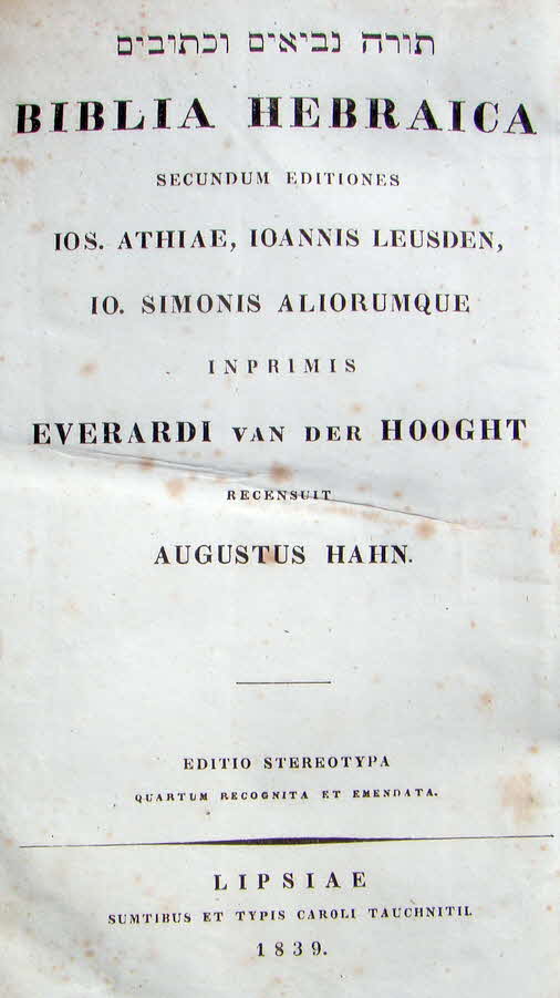 Hebräische Bibel - 1839 - Tauchnitz Leipzig - 22 x 13 x 6 cm - 1392 Seiten -  59 € mtl./K 650 €