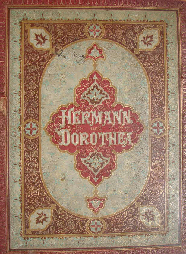 Goethe - Hermann und Dorothea - mit acht Lichtdrucken und Textzeichnungen - Goldschnitt - verlegt bei Grotesche Verlagsbuchhandlung Berlin 1896 - 38 x 28 x 2 cm - 67 S. -  59 € mtl./K 450 €