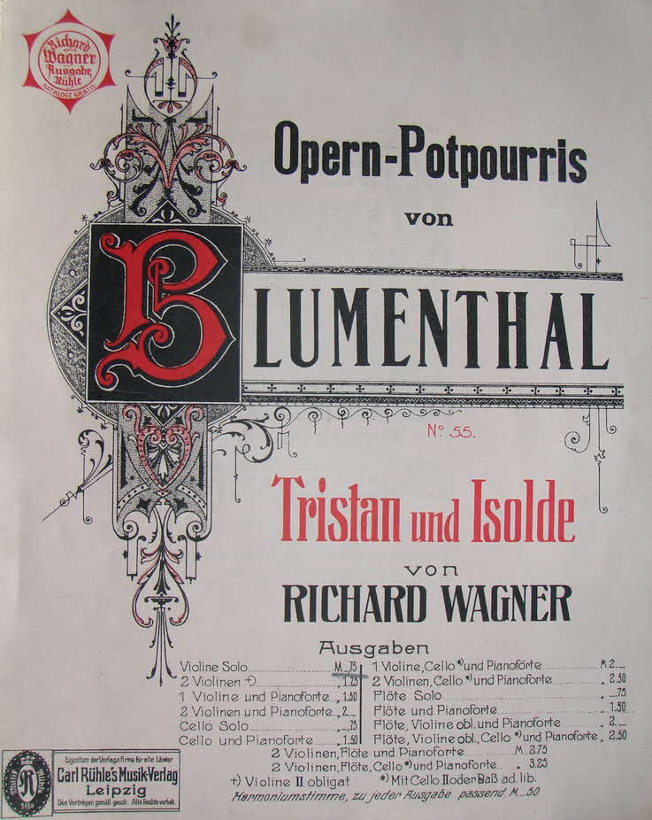 Richard Wagner (1813-1883) - Opernpotpourri fr Violine und Klavier - 1904 - 39 € mtl./K 250 €