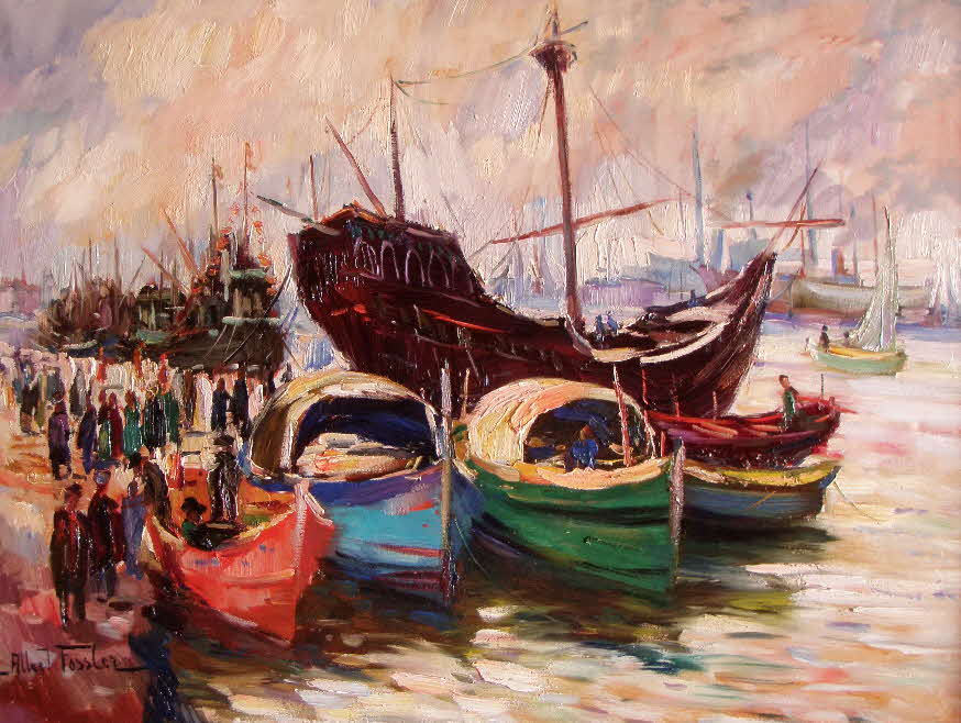 Albert Fessler (1908 - 1978) -  Santa Maria im Hafen von Barcelona um 1960 - 99 € mtl./K 2450 €