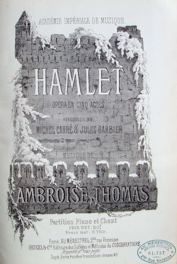 Charles Louis Ambroise Thomas (* 5. August 1811 in Metz;  12. Februar 1896 in Paris) war ein franzsischer Komponist.

Hamlet, komponiert um 1868; nach Shakespeares Hamlet; Libretto von Jules Barbier und Michel Carr - 39 € mtl./K 350 €