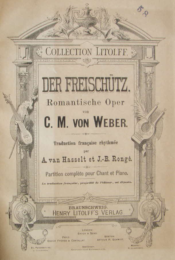Carl Maria Friedrich Ernst von Weber (* 19. November 1786 in Eutin, Hochstift Lbeck;  5. Juni 1826 in London) war ein deutscher Komponist, Dirigent und Pianist.

Der Freischtz op. 77  Erstauffhrung 1821; Libretto von Johann Friedrich Kind - 39 € mtl./K 350 €